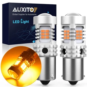 AUXITO Pair BAU15S 7507 PY21W AMBER LED TURN SIGNAL LIGHT BULB CANBUS ERROR FREE - Picture 1 of 10