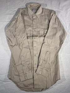 Schaefer Outfitter Pearl Snap Western Shirt Small Beige Thick Canvas USA NWOT - Picture 1 of 11