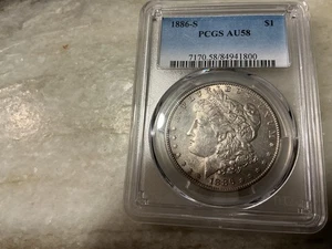 Dólar Morgan de plata 1886-S AU58 - Imagen 1 de 2