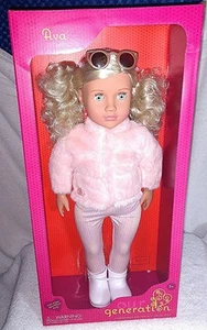 Our Generation Ava 18 Zoll Modepuppe mit rosa Kunstfellmantel Outfit neu - Bild 1 von 3