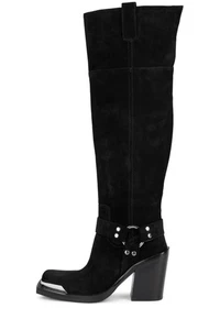 Jeffrey Campbell Mazatlan Luxurious Oiled Suede Boot In Black & Silver Size 8 - Picture 1 of 5