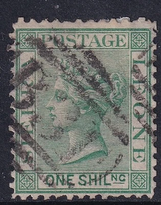 SIERRA LEONE QV SG10, 1s green, USED. Cat £85. - Image 1 of 2