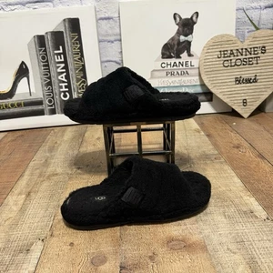 UGG "Fluff You" schwarze Lammfell Plateau Pantoletten Sandalen Herren Größe 9 - Bild 1 von 9