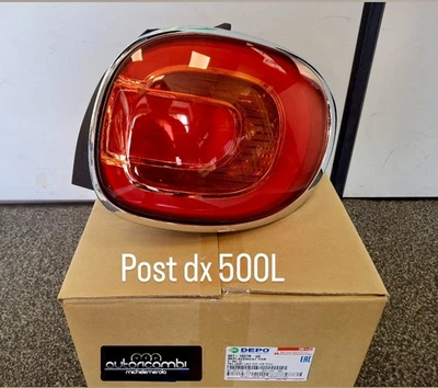 FANALE POSTERIORE DX FIAT 500L COMPLETO DI CORNICE CROMATA SENZA PORTALAMPADE - Immagine 1 di 3