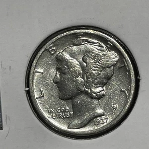 1937 10C Mercury Dime Bands Visible Nearly Full. F5988 - Picture 1 of 3
