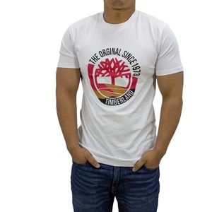 MTimberland Mens T Shirts Classic Logo Summer Tees Crew Neck white - Picture 1 of 3