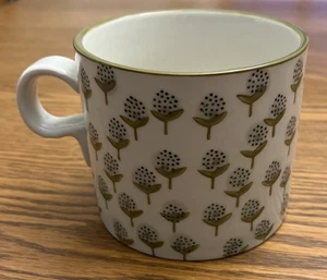 Art Pottery Sarah Golden Hand-Stamped Floral Large Coffee Mug Flowers EUC - Picture 1 of 5
