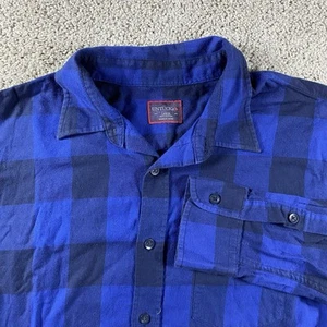 Untuckit Slim Fit Size L Large Men's Light Flannel Blue Black Long Sleeve Cotton - Picture 1 of 7