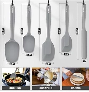 Silikon Spatel Set Grau (5 Stück) 600°F Hoch Hitzebeständig, BPA Frei Spülmaschinenfest - Bild 1 von 6