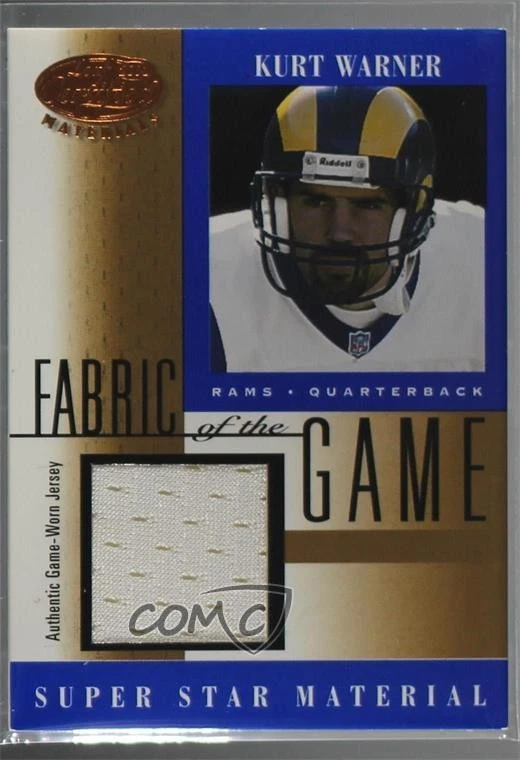 2001 Leaf Certified Materials Fabric of the Game Kurt Warner #FG-58 HOF - Image 1 of 2