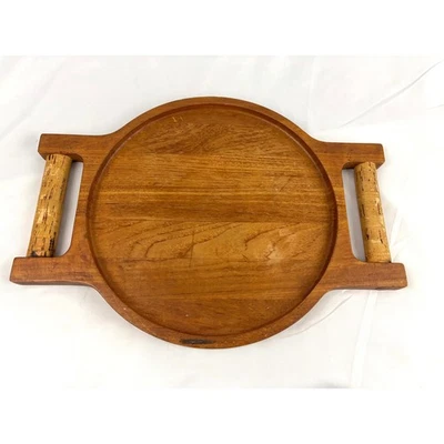 Richard Nissen Teak Wood Tray w/ Cork Handles Danmark Scandinavian MCM 1960s VTG - Image 1 of 4