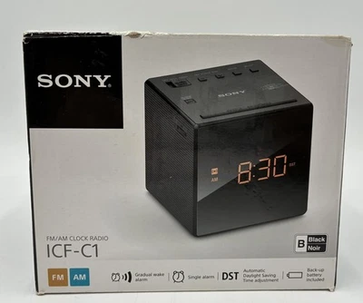 Sony ICF-C1 FM/AM Clock Radio Black Alarm, Battery Backup, Compact Open Box - Image 1 of 3
