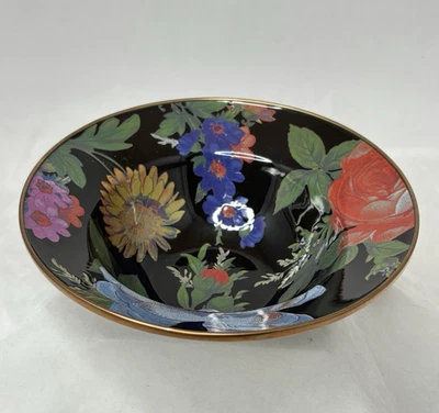 $69 MacKenzie-Childs  Black Flower Market  Floral Enamel Breakfast Bowl - Image 1 of 4