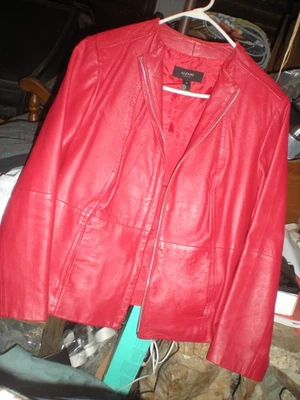 Alfani Woman Red Leather Jacket, 1X, Zip Up - Image 1 of 4