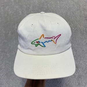 Vintage Greg Norman Strapback Hat Reebok White Embroidered Shark Logo Golf USA - Picture 1 of 10