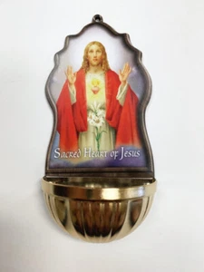 Sacred Heart of Jesus Plastic Holy Water Font NEW Made in Italy Communion Gift - Picture 1 of 1