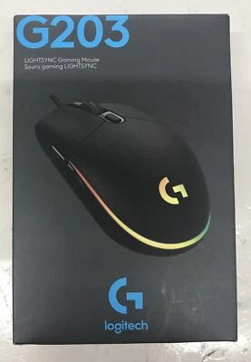 Logitech G203 LightSync Wired Gaming Mouse Black Factory Sealed - TCCCX - Image 1 of 2