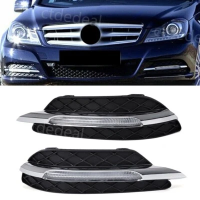 Paar LED Tagfahrlicht Nebelscheinwerfer Blende Für Benz C-Klasse W204 2011-2013 - Bild 1 von 4