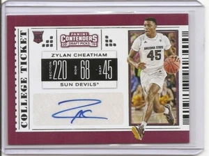 Tarjeta automática de boleto universitario Zylan Cheatham 2019-20 Contenders Draft Picks - Imagen 1 de 2