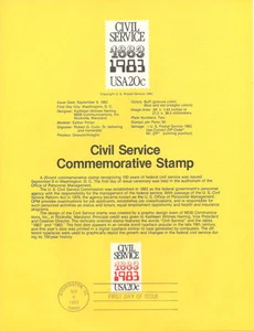 #8333 20c Civil Service Stamp - Scott #2053 USPS Souvenir Page - Picture 1 of 1