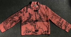 Painted Pony 100% Linen Jacket Shacket Womens Size Large Chinese Characters USA - Picture 1 of 20