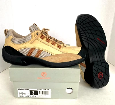 Zapatillas Rockport Cuero Lynsey Talla 8 Tostado Caqui Con Cordones Parte Superior Baja Senderismo Zapatos Foto 1 de 4