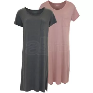 Ladies Cotton Modal Short Sleeve Longer Nightdress Womens Nightie UK Size M S L - Picture 1 of 14