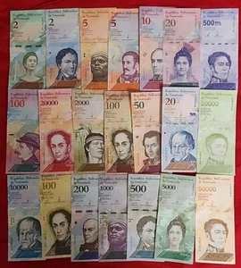 VENEZUELA 21  Paper Money SET  UNC ISSUED Different Years Free Shipping  - Picture 1 of 7