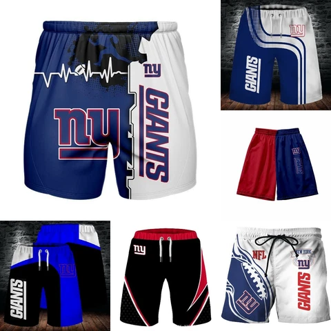 New York Giants Football Summer Beach Shorts Loose Sports Shorts Swim Trunks Cover