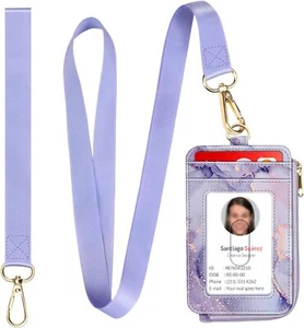 2-in-1 ID Badge Holder Lanyard Wallet Credit Card Holder Wristlet & Neck Lanyard - Picture 1 of 9