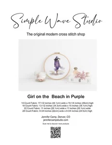 Boho Women on the Beach Ocean in Mauve Purple Counted Cross Stitch Pattern NEW - Picture 1 of 5