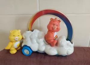 Vintage Care Bears Rainbow Roller Cloud Car - Funshine & Cheer Poseable Figures - Picture 1 of 21