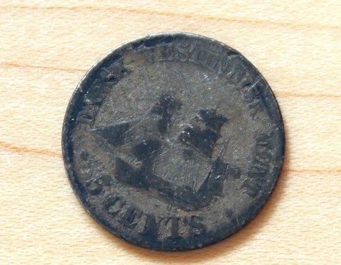 1859 Danish West Indies 5 Cents Silver Cover