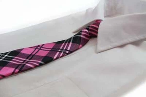 Kids Boys Pink Patterned Elastic Neck Tie - Criss Cross Pink - Picture 1 of 2