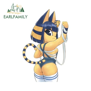 EARLFAMILY 5.1" Ankha Niña Peludo Coche Pegatinas Moda Geniales Parabrisas Calcomanías - Imagen 1 de 4