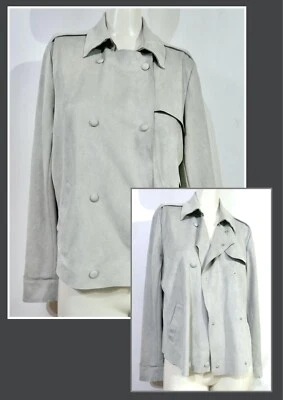Kut from Kloth Silver Pearl Grey Slinky Faux Suede Double Breasted Lite Jacket S - Image 1 of 4