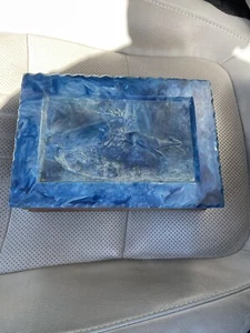 VINTAGE DANTE INCOLAY  BLUE ANIMALS JEWELRY TRINKET BOX - Picture 1 of 6