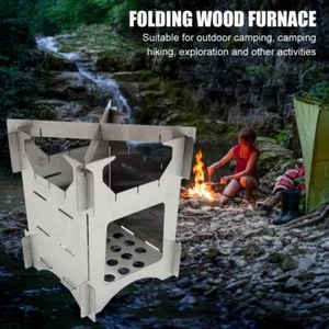 Outdoor Camping Folding Wood Stove Hiking Travel Portable Picnic BBQ Mini Stove - Picture 1 of 7