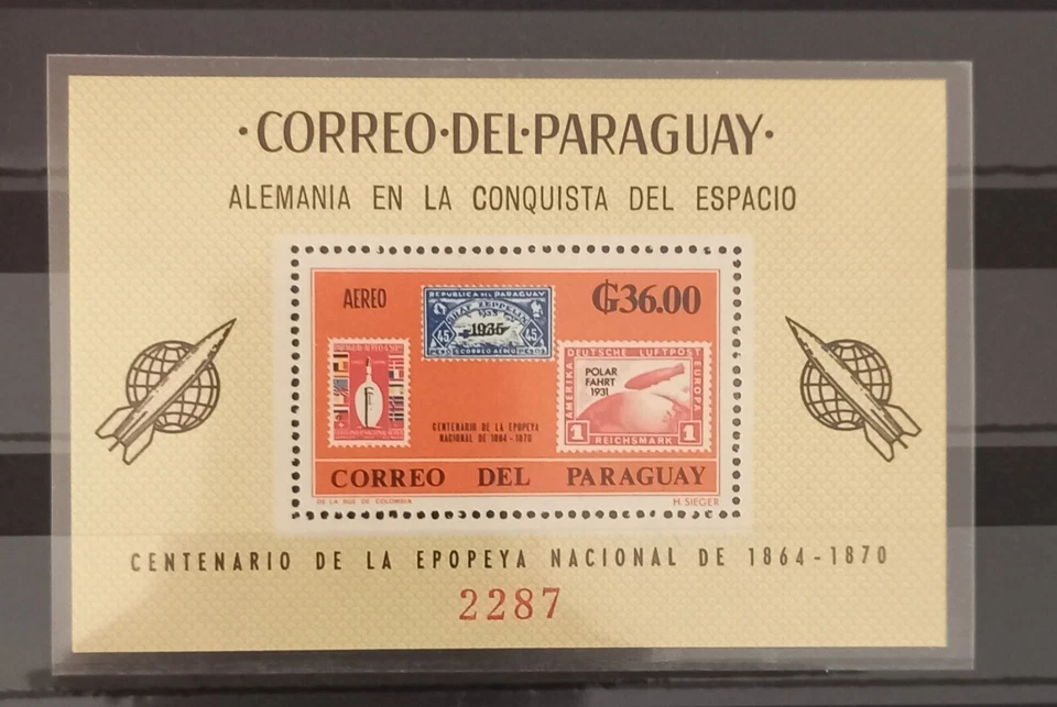 Paraguai 1966 foguete espacial Zeppelin Space Exploration coleção perf MNH - Imagem 1 de 1