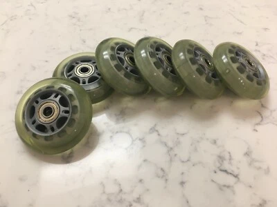 QTY 8: CLEAR 75mm Wheels with ABEC-7 608ZZ Bearings for Kick Scooter - Изображение 1 из 4