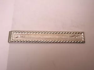 1-11/16" Detailed Border Engraved Design Silver Tone Vintage SWANK Tie Bar Clip - Picture 1 of 6