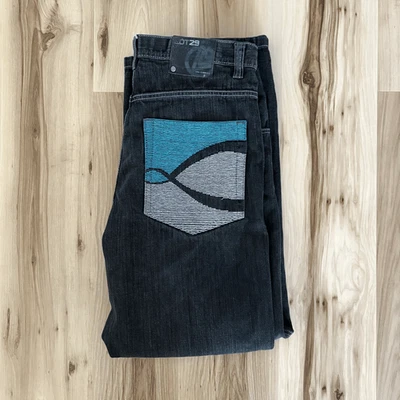 Lot 29 Black Gray Straight Leg Embroidered Y2K Jeans 100% Cotton Size 36 - Image 1 of 4