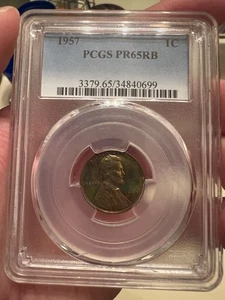 1957 PR65RB Toned PCGS Lincoln Cent! Awesome Color - Picture 1 of 4