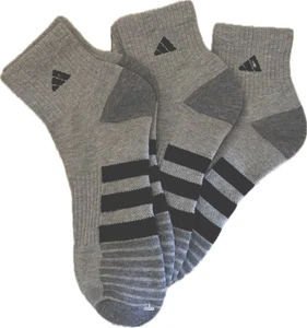 NEU Herren Adidas 3 Paar grau gepolsterte Viertel Socken Größe 6-12 - Bild 1 von 6
