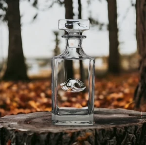 Ocean Wave Decanter 26 Oz Bourbon Whiskey Premium Glass Personalize Gift NEW - Picture 1 of 9
