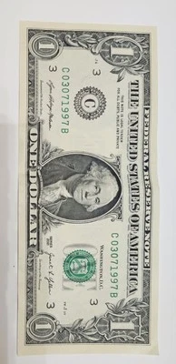 MARCH 7, 1997 BIRTHDAY ANNIVERSARY ONE DOLLAR FANCY NOTE  SN C 03071997 B - Image 1 of 4