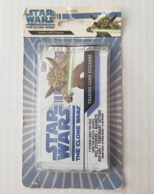Paquete de 2 pegatinas de tarjetas coleccionables de Star Wars The Clone Wars Topps NUEVO Y SELLADO  Foto 1 de 2