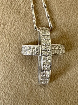 Colgante Collar Cruz Oro Blanco 18ct Diamante Stephen Webster 1.4 tw Foto 1 de 4