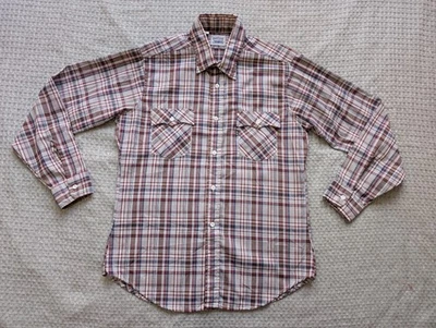 Vintage Levi's Shirt Mens Large Brown Red Blue Plaid Long Sleeve Made USA 70s - Image 1 of 4