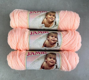 Vintage Jamie Löwenmarke Baby Garn Knäuel Lot x3 #284 Pfirsich Pastell 1,75 Unzen 185 Jahre - Bild 1 von 5